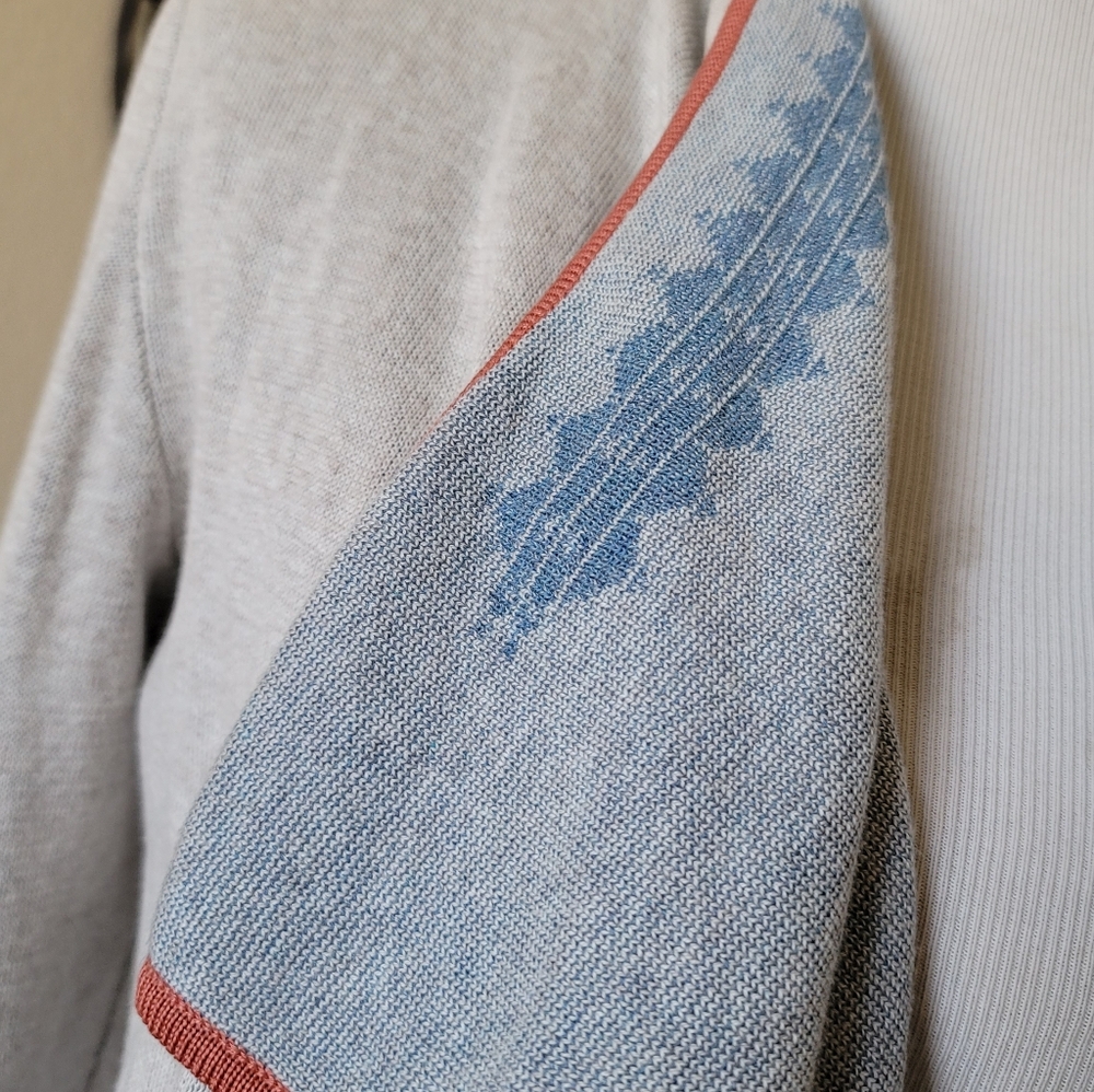 Peruvian Connection Pima Cotton Intarsia Draped Open Cardigan S - Picture 6 of 8